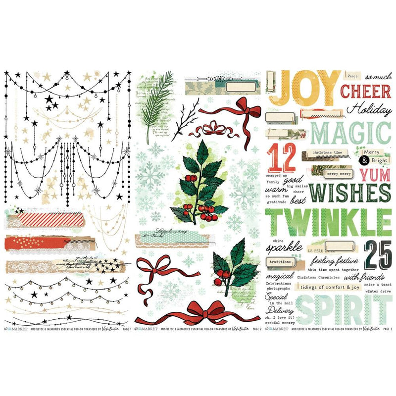 49 And Market - Vicki Boutin Mistletoe And Memories - Rub-On Transfer Set - Essential