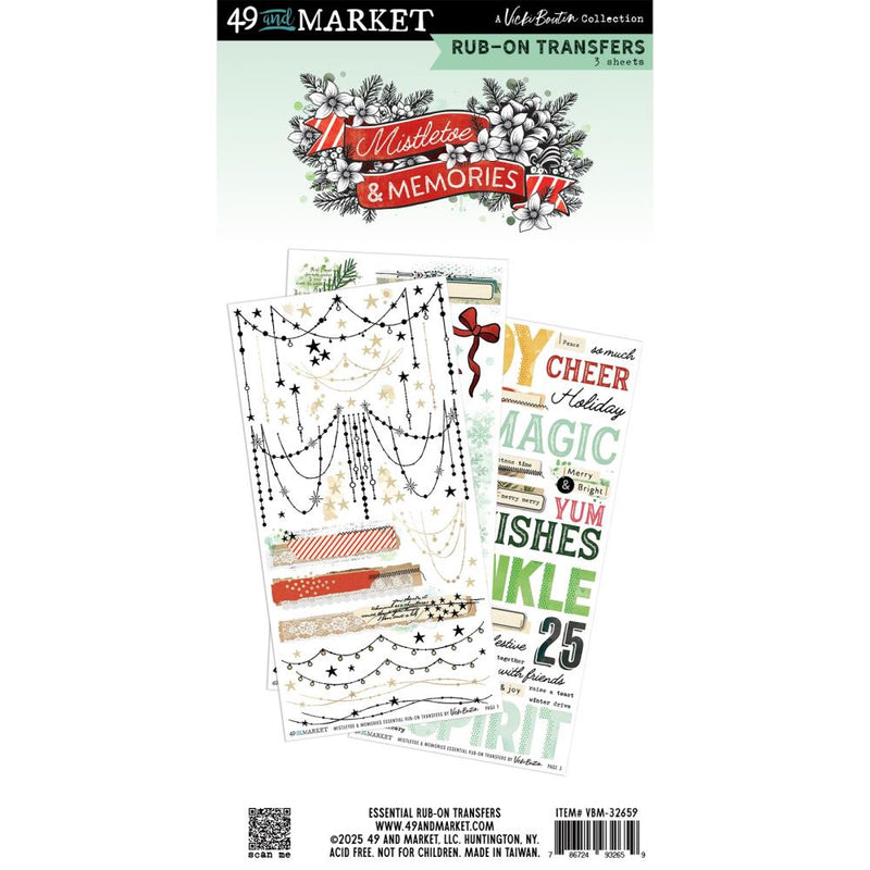 49 And Market - Vicki Boutin Mistletoe And Memories - Rub-On Transfer Set - Essential