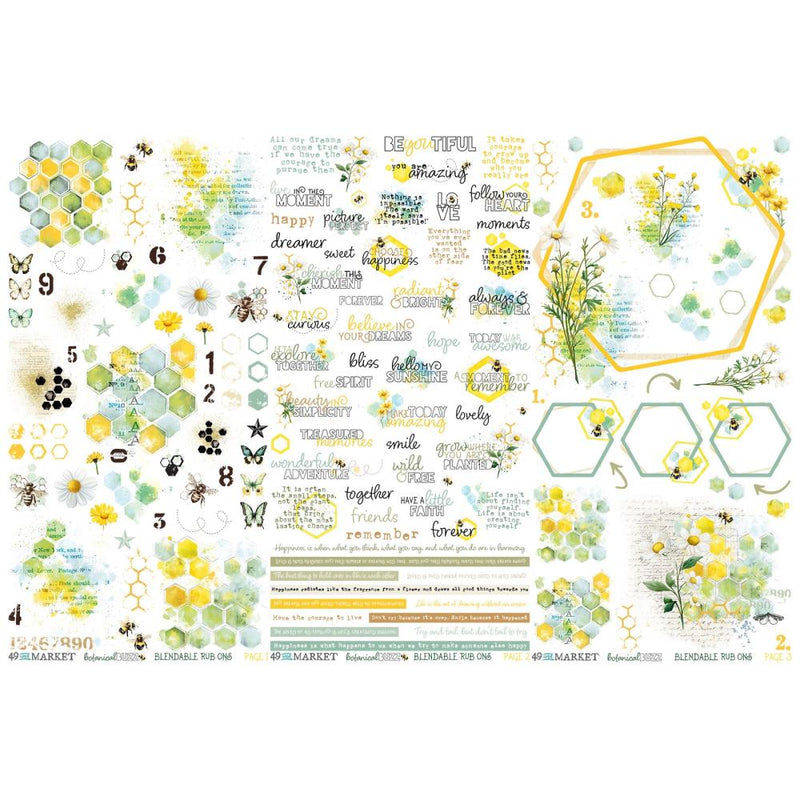 49 And Market - Botanical Buzz - Rub-On Transfer Set 6"X12"