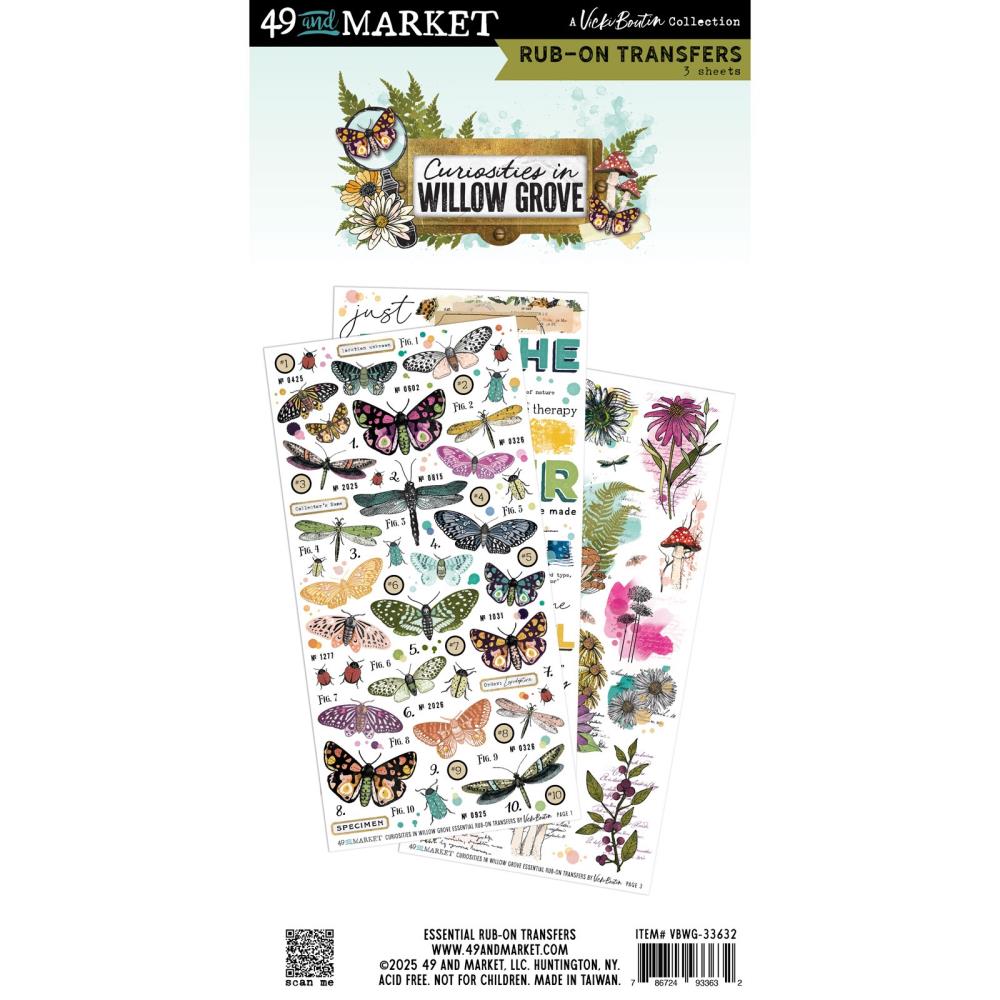 49 And Market - Vicki Boutin - Curiosities In Willow Grove - Rub-On Transfer Set - Essential