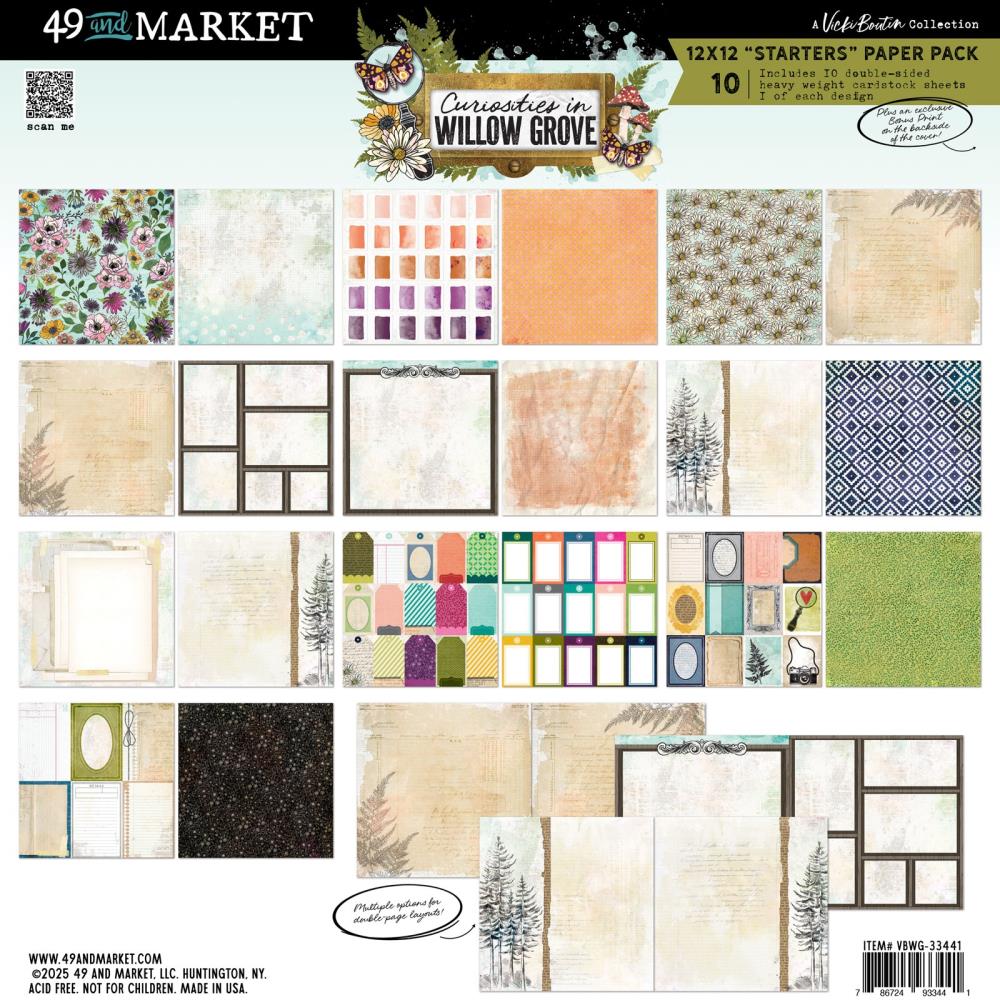 49 And Market - Vicki Boutin - Curiosities In Willow Grove - Starters Collection Pack 12"X12"