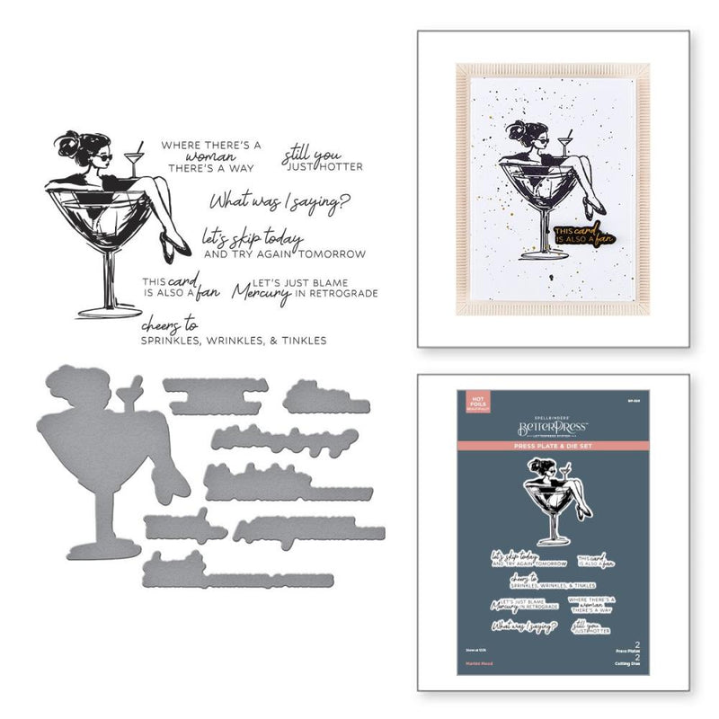 ***Pre-Order*** Spellbinders - BetterPress Plate & Die Set - Happier Hour - Martini Mood Sentiments