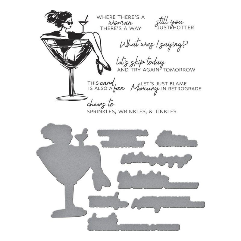 ***Pre-Order*** Spellbinders - BetterPress Plate & Die Set - Happier Hour - Martini Mood Sentiments