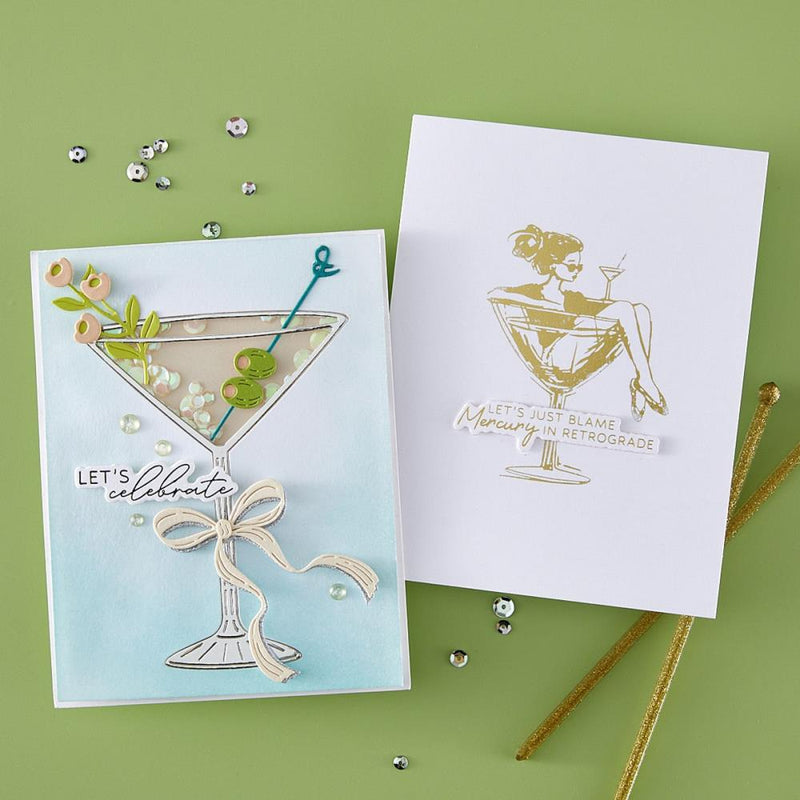 ***Pre-Order*** Spellbinders - BetterPress Plate & Die Set - Happier Hour - Martini Mood Sentiments