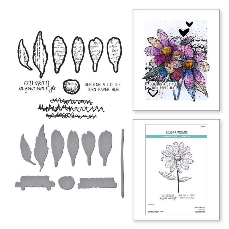 ***Pre-Order*** Spellbinders - Clear Stamp & Die Set - Beautifully Imperfect - Scripted Floral
