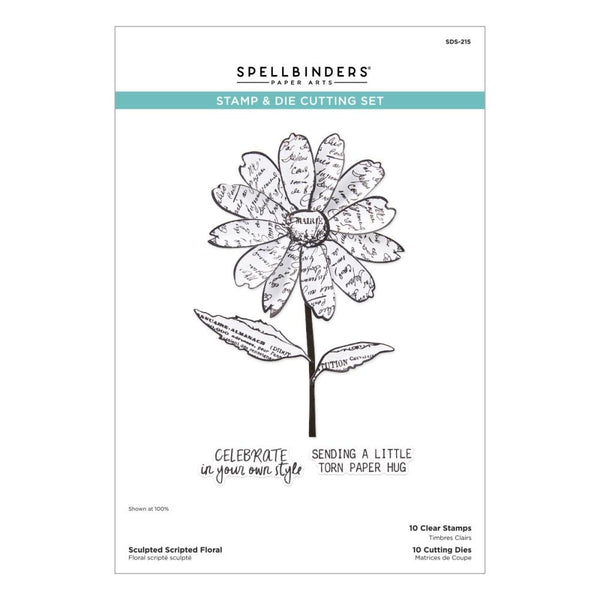***Pre-Order*** Spellbinders - Clear Stamp & Die Set - Beautifully Imperfect - Scripted Floral