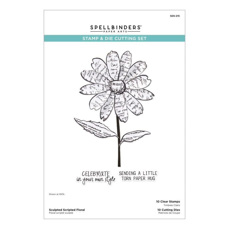 ***Pre-Order*** Spellbinders - Clear Stamp & Die Set - Beautifully Imperfect - Scripted Floral