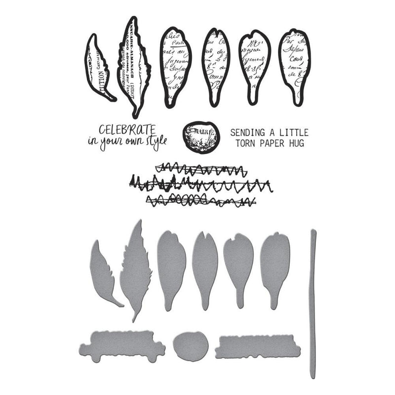 ***Pre-Order*** Spellbinders - Clear Stamp & Die Set - Beautifully Imperfect - Scripted Floral