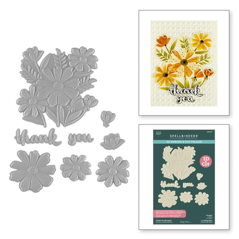 ***Pre-Order*** Spellbinders - 3D Emboss & Cut Folder by Wendy Vecchi - Tabbed Classics - Thank You Bouquet