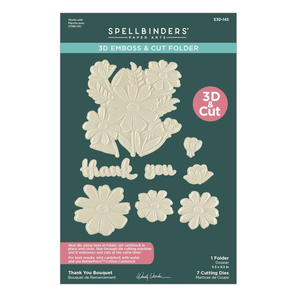 ***Pre-Order*** Spellbinders - 3D Emboss & Cut Folder by Wendy Vecchi - Tabbed Classics - Thank You Bouquet