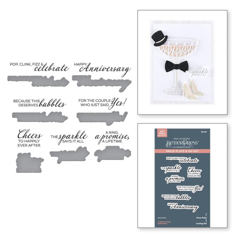 ***Pre-Order*** Spellbinders - BetterPress Plate & Die Set - Happier Hour - A Special Toast Sentiments