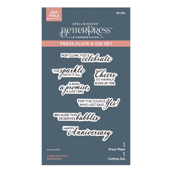 ***Pre-Order*** Spellbinders - BetterPress Plate & Die Set - Happier Hour - A Special Toast Sentiments