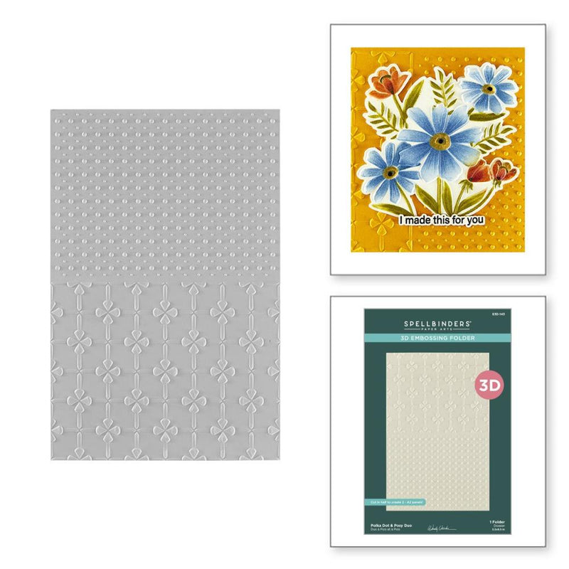 ***Pre-Order*** Spellbinders - 3D Embossing Folder by Wendy Vecchi - Tabbed Classics - Polka Dot & Posy Duo