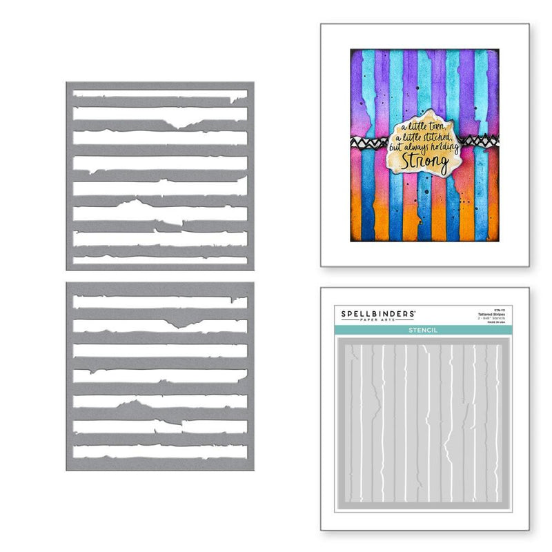 ***Pre-Order*** Spellbinders - Stencils - Beautifully Imperfect - Tattered Stripes