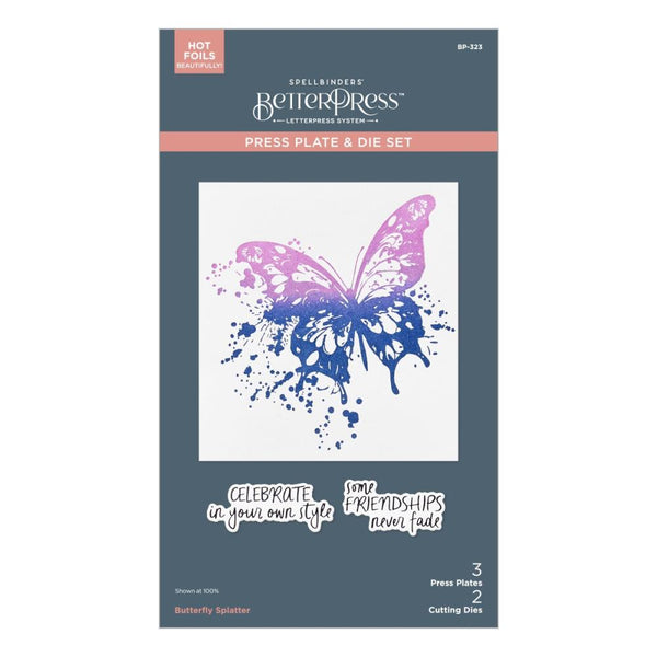 ***Pre-Order*** Spellbinders - BetterPress Plate & Die Set - Beautifully Imperfect - Butterfly Splatter