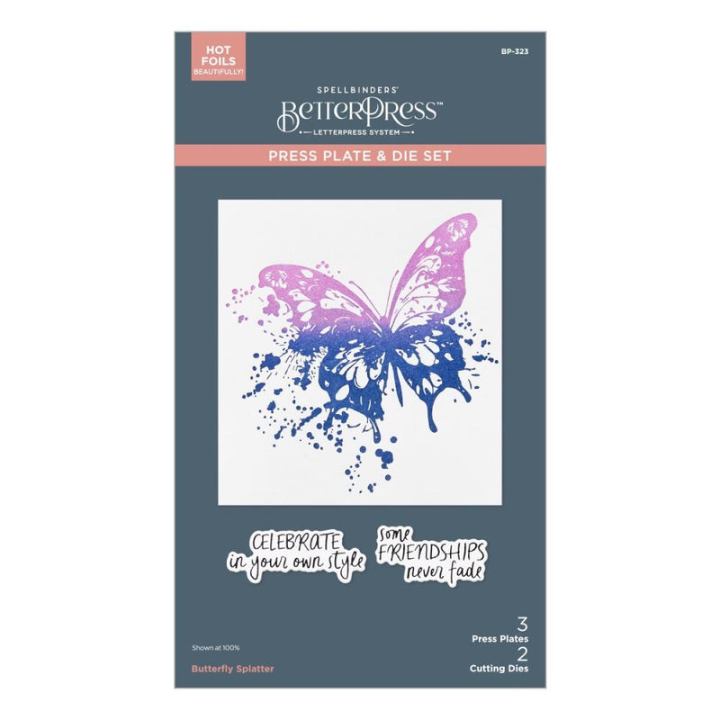 ***Pre-Order*** Spellbinders - BetterPress Plate & Die Set - Beautifully Imperfect - Butterfly Splatter