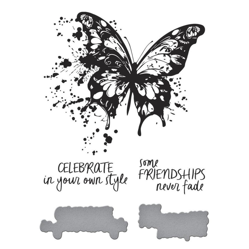 ***Pre-Order*** Spellbinders - BetterPress Plate & Die Set - Beautifully Imperfect - Butterfly Splatter