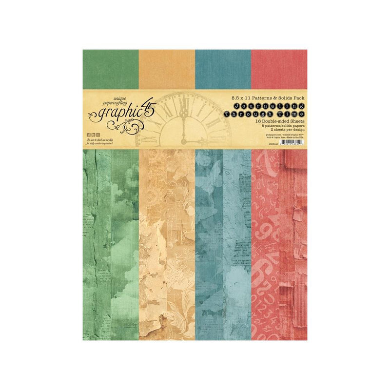 ***Pre-Order*** Graphic 45 - Journaling Through Time - Patterns & Solids Collection Pack 8.5"X11"