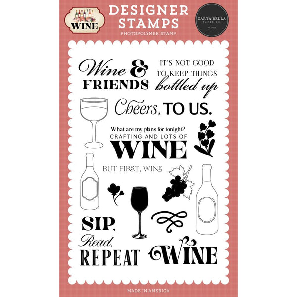 ***Pre-Order*** Carta Bella - Wine - Stamp Set - Wine And Friends