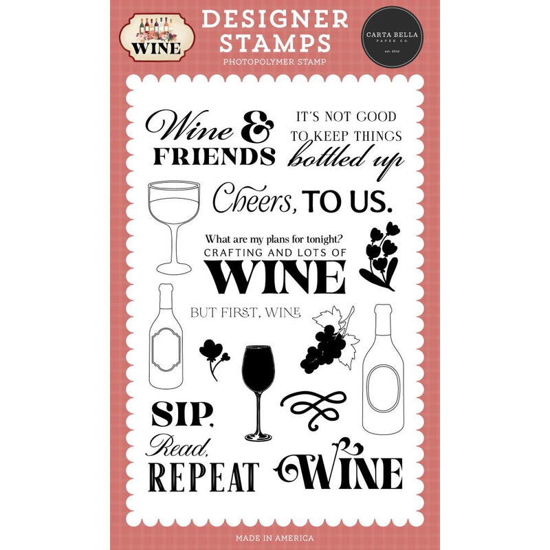 ***Pre-Order*** Carta Bella - Wine - Stamp Set - Wine And Friends