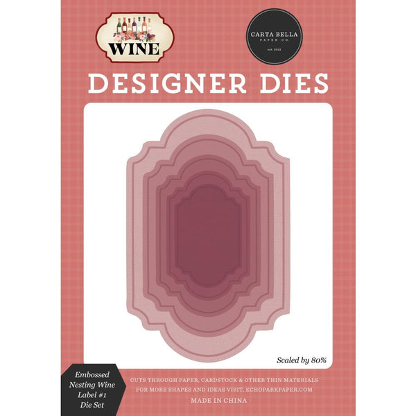 ***Pre-Order*** Carta Bella - Wine - Medium Die Set - Embossed Nesting Label #1