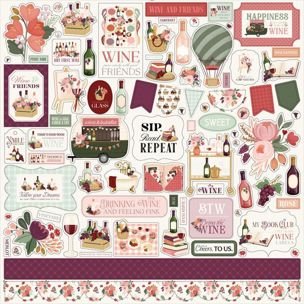 ***Pre-Order*** Carta Bella - Wine - Cardstock Elements Stickers