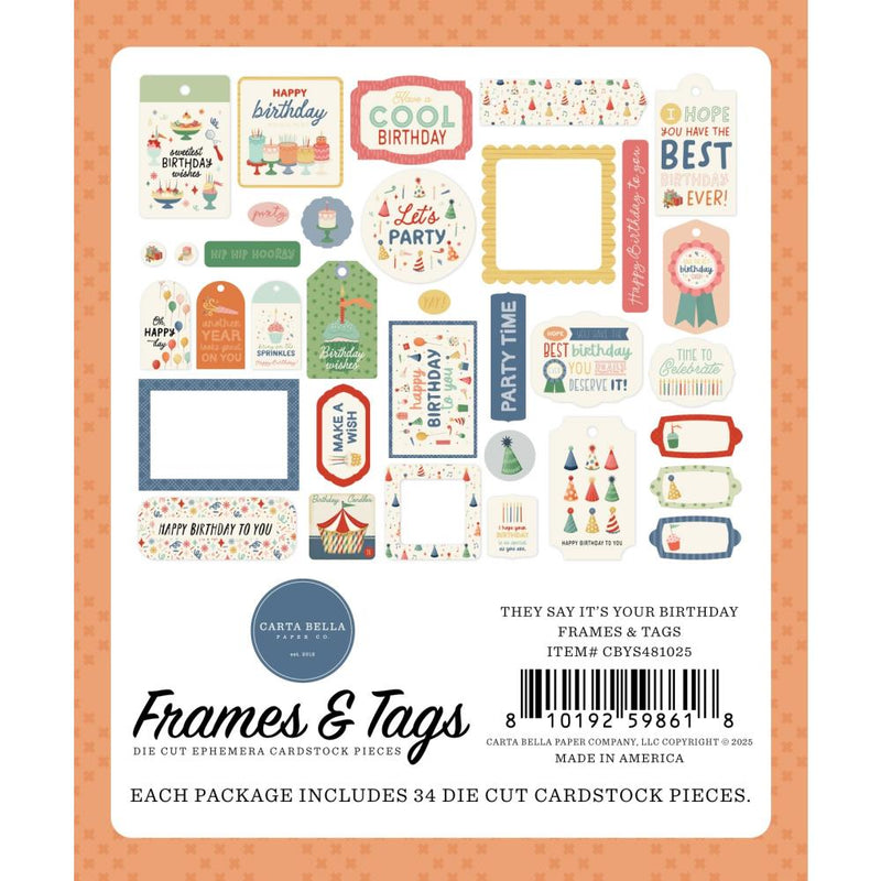 ***Pre-Order*** Carta Bella - They Say It's Your Birthday - Frames & Tags