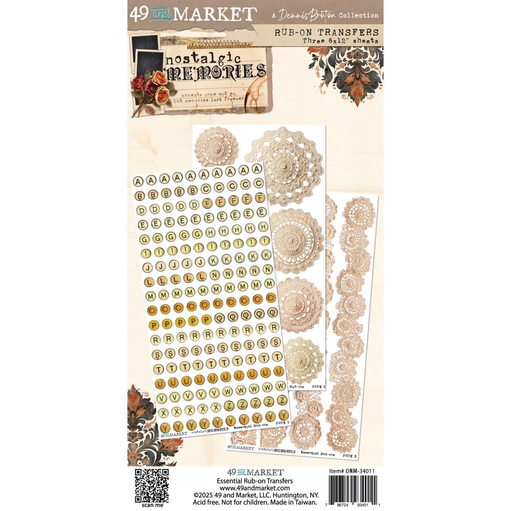 49 And Market - Nostalgic Memories - Rub-On Transfer Set 6"X12"- Essential