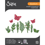 Sizzix - Vicki Boutin - Clear Stamp With Framlits Die - Greenery Layers