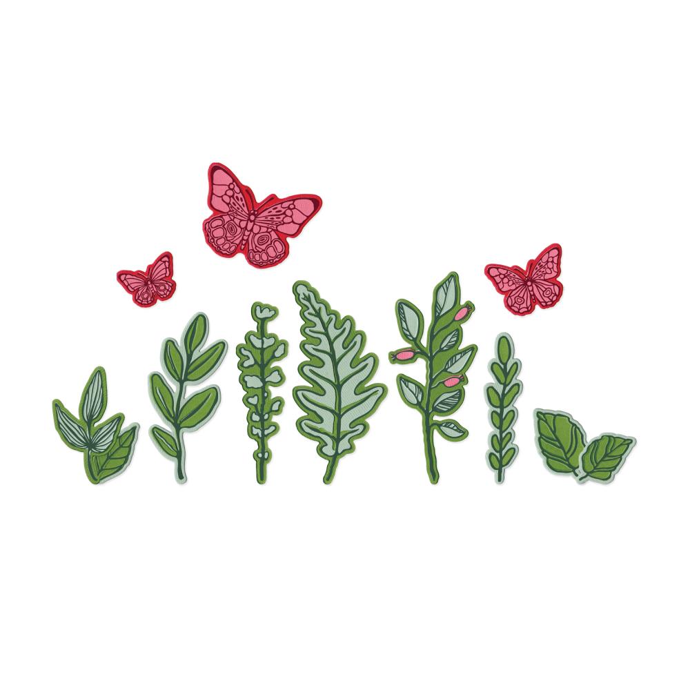 Sizzix - Vicki Boutin - Clear Stamp With Framlits Die - Greenery Layers