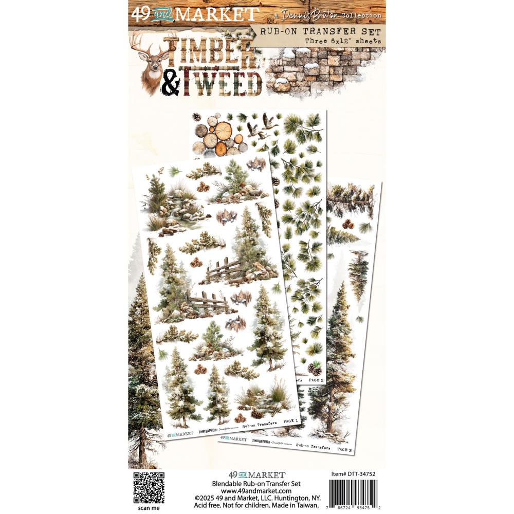 49 And Market - Timber & Tweed - Rub-On Transfer Set 6"X12" - Blendable