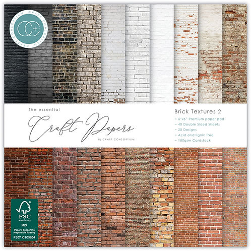 Craft Consortium - The Essential Craft Papers - 6 x 6 Paper Pad - Brick Textures 2