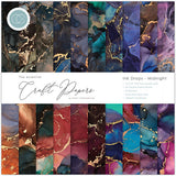 Craft Consortium - The Essential Craft Papers - 12 x 12 Paper Pad - Ink Drops - Midnight