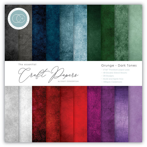 Craft Consortium - The Essential Craft Papers - 6 x 6 Paper Pad - Grunge - Dark Tones