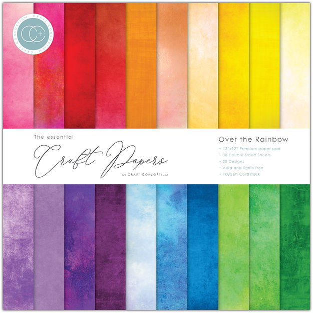 Craft Consortium - The Essential Craft Papers - 12 x 12 Paper Pad - Over the Rainbow
