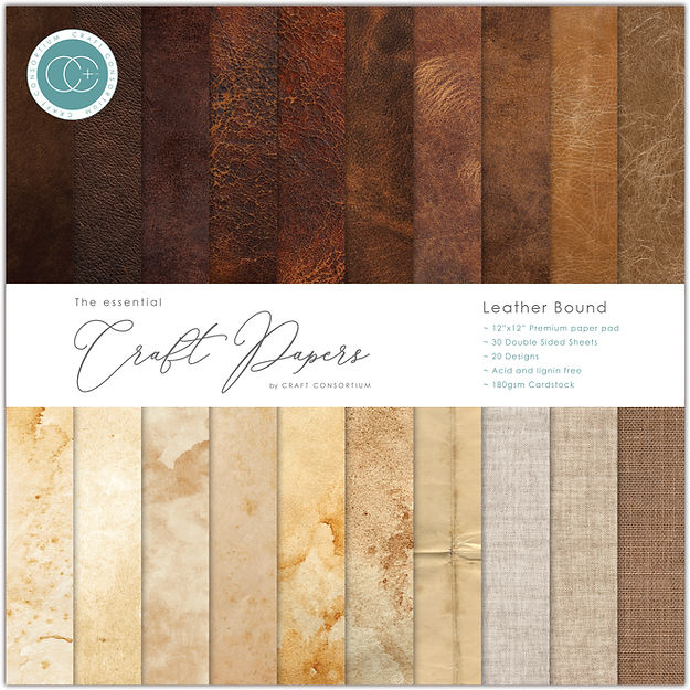 Craft Consortium - The Essential Craft Papers - 12 x 12 Paper Pad - Leather Bound
