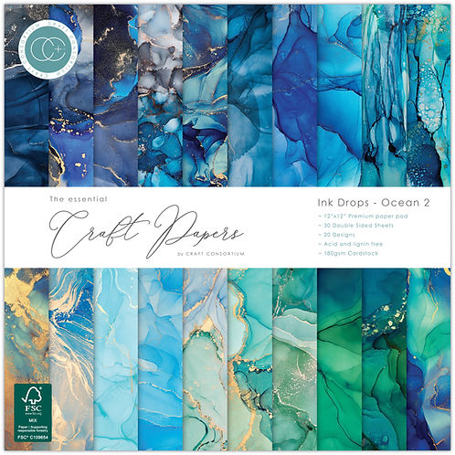 Craft Consortium - The Essential Craft Papers - 12 x 12 Paper Pad - Ocean 2