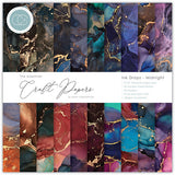 Craft Consortium - The Essential Craft Papers - 6 x 6 Paper Pad - Ink Drops - Midnight