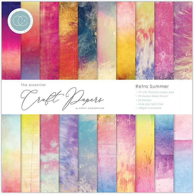 Craft Consortium - The Essential Craft Papers - 12 x 12 Paper Pad - Retro Summer