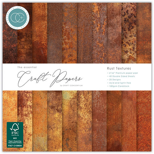 Craft Consortium - The Essential Craft Papers - 6 x 6 Paper Pad - Rust Textures