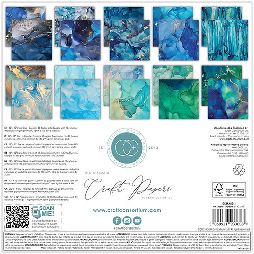 Craft Consortium - The Essential Craft Papers - 12 x 12 Paper Pad - Ocean 2