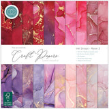Craft Consortium - The Essential Craft Papers - 12 x 12 Paper Pad - Ink Drops - Rose 2