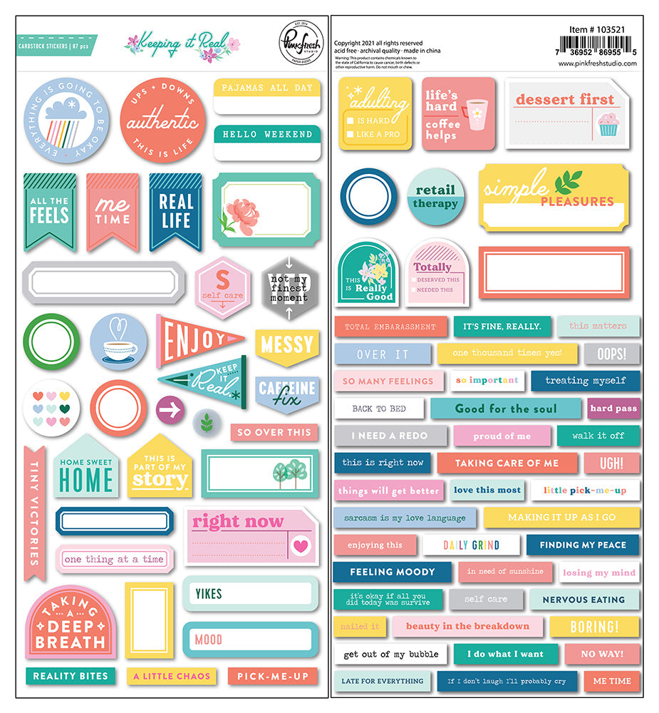 Pinkfresh Studio - Keeping It Real - Cardstock Stickers