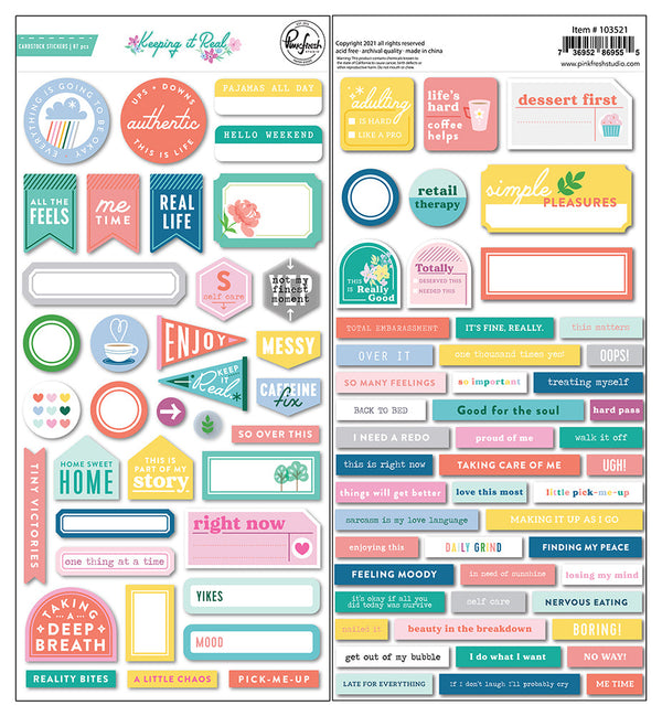 Pinkfresh Studio - Keeping It Real - Cardstock Stickers