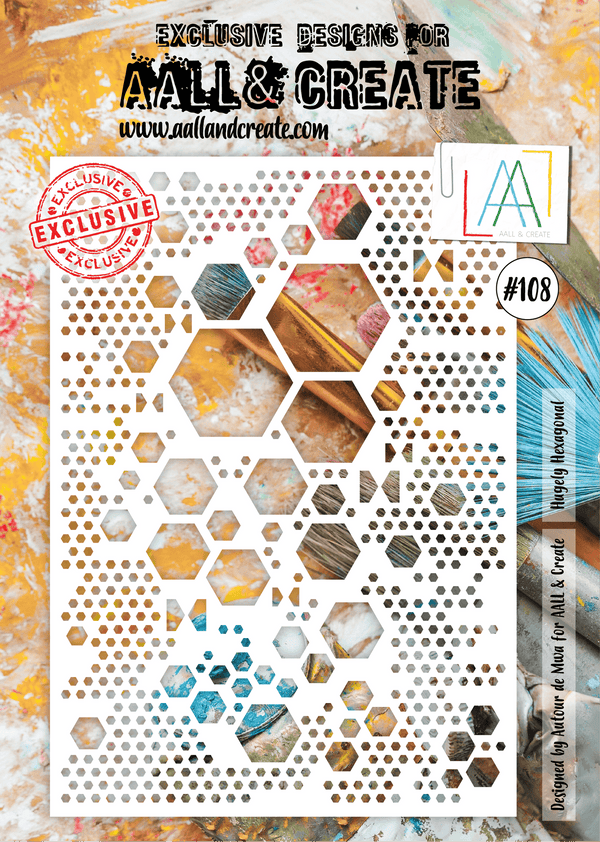 AALL & CREATE - A4 STENCIL - HUGELY HEXAGONAL #108