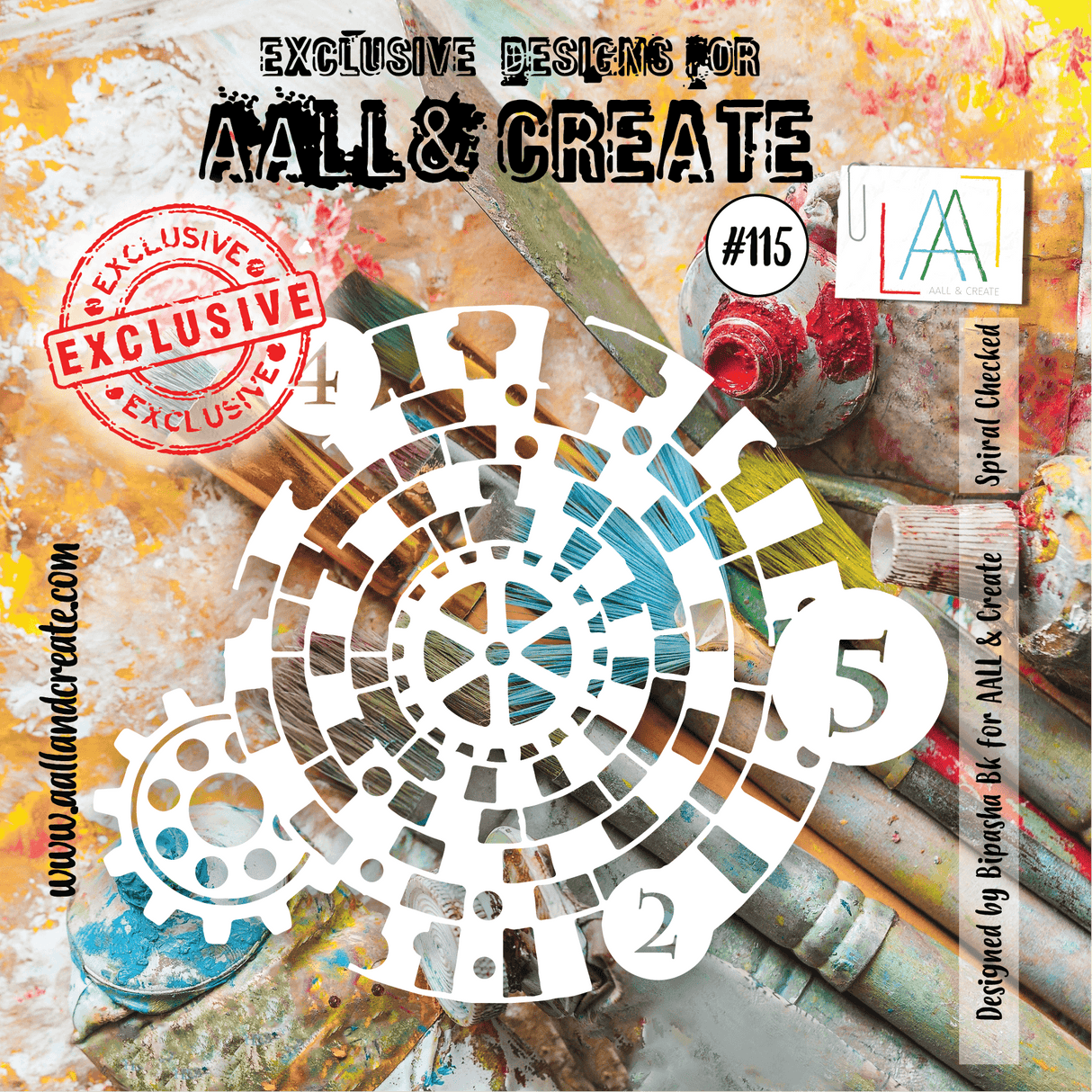 AALL & Create - 6"x6" Stencil - Spiral Checked - #115