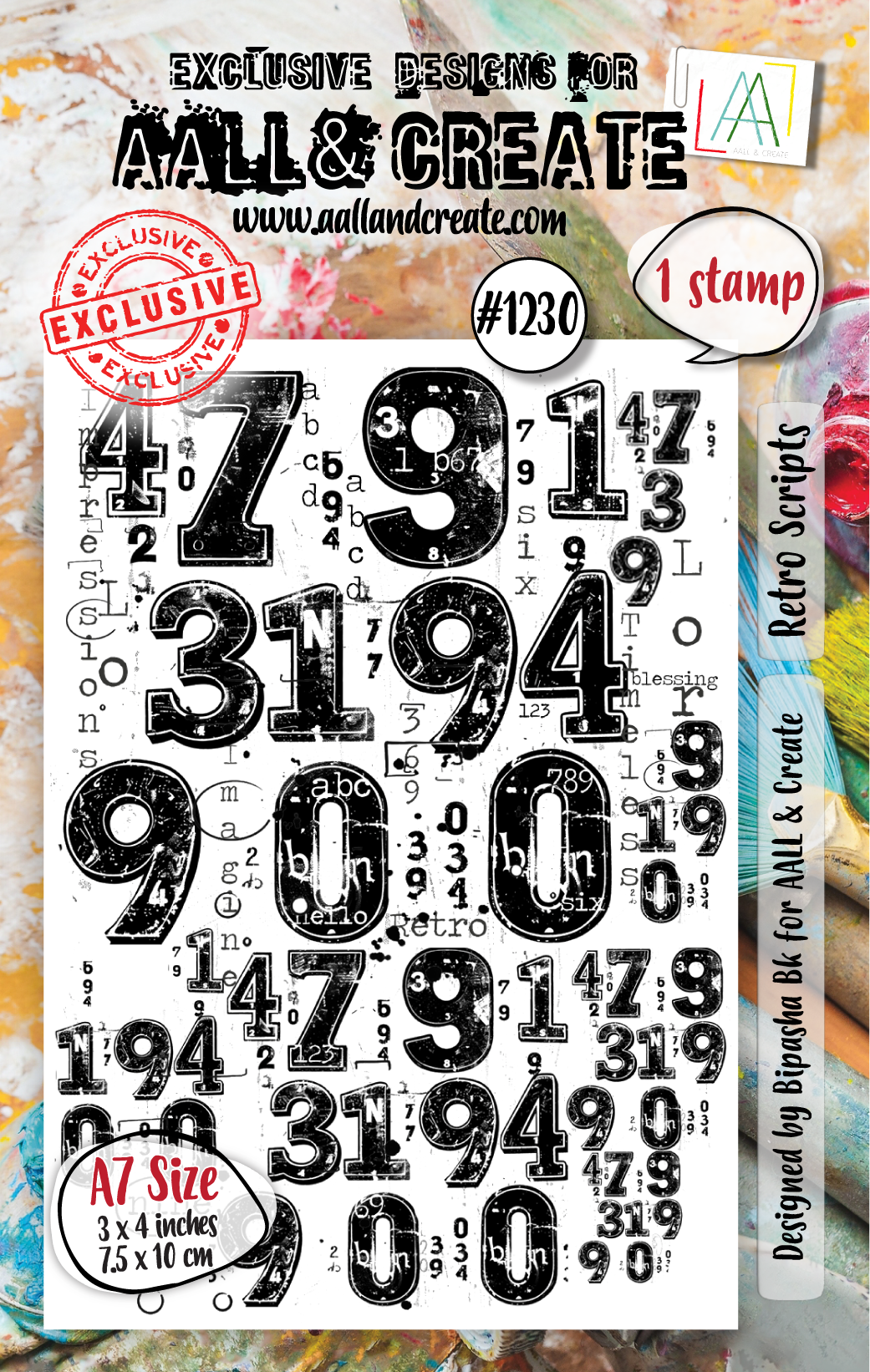 AALL & Create - A7 Stamp Set - Retro Scripts - #1230