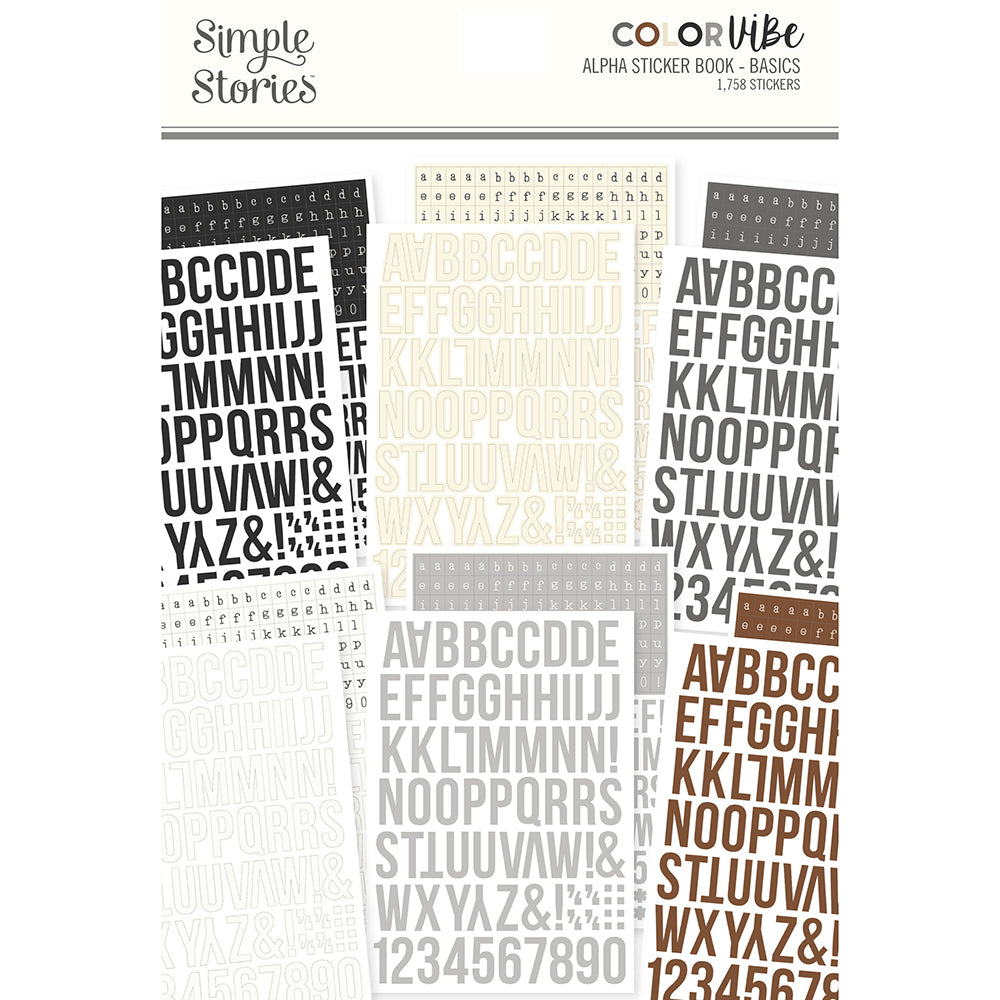 Simple Stories - Color Vibe - Alpha Sticker Books - Basics