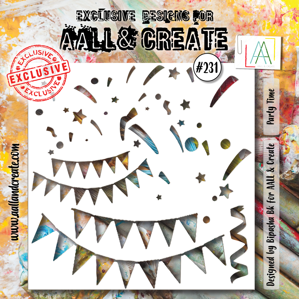AALL & Create - 6"x6" Stencil - Party Time - #231