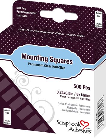 Scrapbook Adhesives - Adhesives Mounting Squares - Permanent Clear .5"X.25" - 500/Pkg